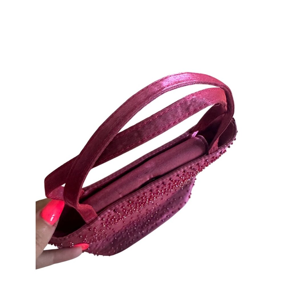 BLOOMINGDALES Vintage Beaded Raspberry Cocktail Bag with Mirror - Picture 12 of 12